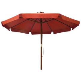 Umbrelă de soare de exterior, stâlp lemn, cărămiziu, 330 cm, 3 image