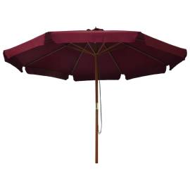 Umbrelă de soare de exterior, stâlp lemn, roșu burgund, 330 cm, 3 image