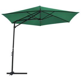 Umbrelă de soare de exterior cu stâlp din oțel, verde, 300 cm, 3 image
