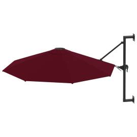 Umbrelă de soare de perete, stâlp metalic, roșu vișiniu, 300cm, 3 image