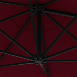 Umbrelă de soare de perete, stâlp metalic, roșu vișiniu, 300cm, 7 image