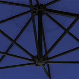 Umbrelă de soare de perete cu stâlp metalic, albastru, 300 cm, 7 image