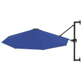 Umbrelă de soare de perete cu stâlp metalic, albastru, 300 cm, 3 image