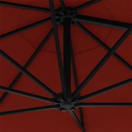 Umbrelă de soare de perete cu stâlp metalic, cărămiziu, 300 cm, 7 image