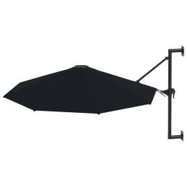 Umbrelă de soare de perete cu stâlp metalic, negru, 300 cm, 3 image