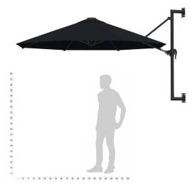Umbrelă de soare de perete cu stâlp metalic, negru, 300 cm, 9 image