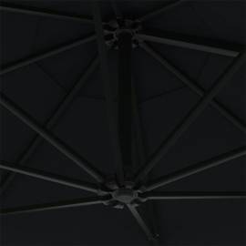 Umbrelă de soare de perete cu stâlp metalic, negru, 300 cm, 7 image
