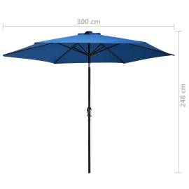 Umbrelă de soare exterior, led-uri și stâlp oțel, azur, 300 cm, 9 image