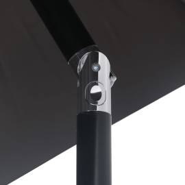 Umbrelă de soare exterior, led-uri și stâlp oțel, negru, 300 cm, 6 image