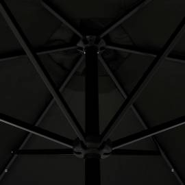 Umbrelă de soare exterior, led-uri și stâlp oțel, negru, 300 cm, 3 image
