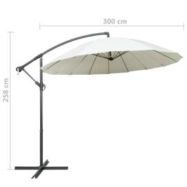 Umbrelă de soare suspendată, alb, 3 m, stâlp de aluminiu, 9 image
