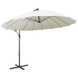 Umbrelă de soare suspendată, alb, 3 m, stâlp de aluminiu, 4 image