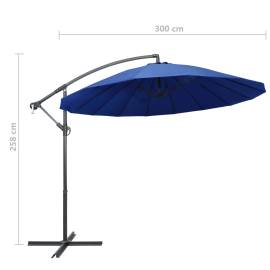 Umbrelă de soare suspendată, albastru, 3 m, stâlp de aluminiu, 8 image