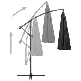 Umbrelă de soare suspendată, antracit, 3 m, stâlp de aluminiu, 5 image