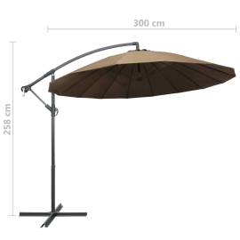 Umbrelă de soare suspendată, gri taupe, 3 m, stâlp de aluminiu, 9 image