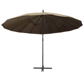 Umbrelă de soare suspendată, gri taupe, 3 m, stâlp de aluminiu, 4 image