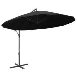 Umbrelă de soare suspendată, negru, 3 m, stâlp de aluminiu, 3 image