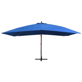 Umbrelă de soare suspendată, stâlp lemn, albastru, 400 x 300 cm, 3 image