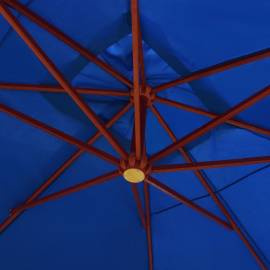 Umbrelă de soare suspendată, stâlp lemn, albastru, 400 x 300 cm, 2 image