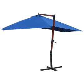 Umbrelă de soare suspendată, stâlp lemn, albastru, 400 x 300 cm, 4 image