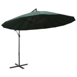 Umbrelă de soare suspendată, verde, 3 m, stâlp de aluminiu, 3 image