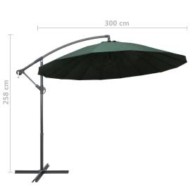 Umbrelă de soare suspendată, verde, 3 m, stâlp de aluminiu, 9 image