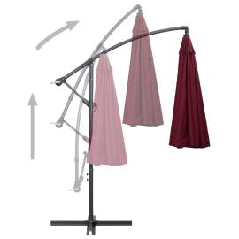 Umbrelă de soare suspendată, vișiniu, 3 m, stâlp de aluminiu, 5 image