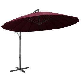 Umbrelă de soare suspendată, vișiniu, 3 m, stâlp de aluminiu, 3 image
