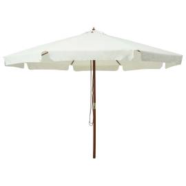 Umbrelă soare de exterior, stâlp din lemn, alb nisipiu, 330 cm