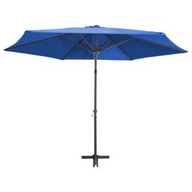 Umbrelă soare de exterior stâlp din oțel albastru azur 300 cm, 4 image