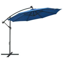Umbrelă suspendată cu led și stâlp din oțel, azuriu, 300 cm, 3 image