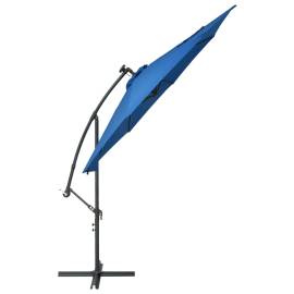 Umbrelă suspendată cu led și stâlp din oțel, azuriu, 300 cm, 4 image