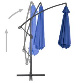 Umbrelă suspendată cu stâlp din aluminiu, albastru, 300 cm, 4 image