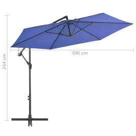 Umbrelă suspendată cu stâlp din aluminiu, albastru, 300 cm, 8 image