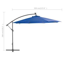 Umbrelă suspendată cu stâlp din aluminiu, albastru, 350 cm, 8 image