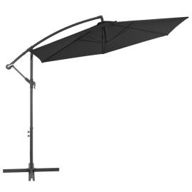 Umbrelă suspendată cu stâlp din aluminiu, negru, 300 cm, 2 image