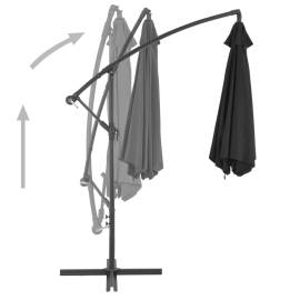 Umbrelă suspendată cu stâlp din aluminiu, negru, 300 cm, 4 image