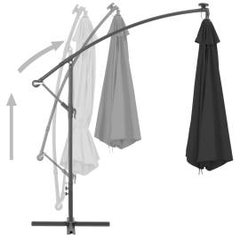 Umbrelă suspendată cu stâlp din aluminiu, negru, 350 cm, 4 image