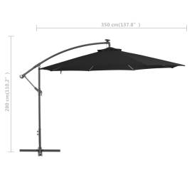Umbrelă suspendată cu stâlp din aluminiu, negru, 350 cm, 8 image