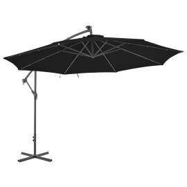 Umbrelă suspendată cu stâlp din aluminiu, negru, 350 cm, 2 image
