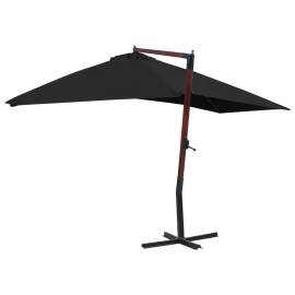 Umbrelă suspendată cu stâlp din lemn, negru, 400 x 300 cm, 4 image