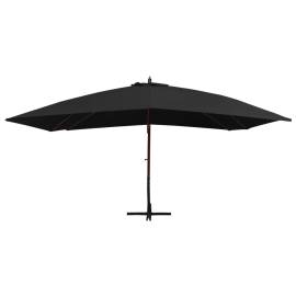 Umbrelă suspendată cu stâlp din lemn, negru, 400 x 300 cm, 3 image