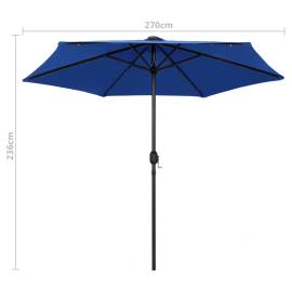 Umbrelă de soare, led-uri și stâlp aluminiu, azur, 270 cm, 7 image