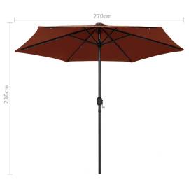 Umbrelă de soare, led-uri și stâlp aluminiu, cărămiziu, 270 cm, 7 image