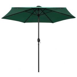 Umbrelă de soare cu led-uri și stâlp aluminiu, verde, 270 cm, 3 image