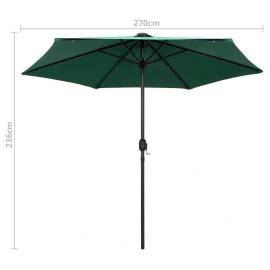 Umbrelă de soare cu led-uri și stâlp aluminiu, verde, 270 cm, 7 image