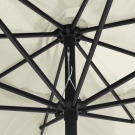 Umbrelă de soare de exterior, stâlp metalic, alb nisipiu 400 cm, 2 image