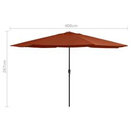 Umbrelă de soare de exterior, stâlp metalic, cărămiziu, 400 cm, 7 image