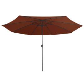 Umbrelă de soare de exterior, stâlp metalic, cărămiziu, 400 cm, 4 image