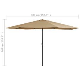 Umbrelă de soare de exterior, stâlp metalic, gri taupe, 400 cm, 7 image